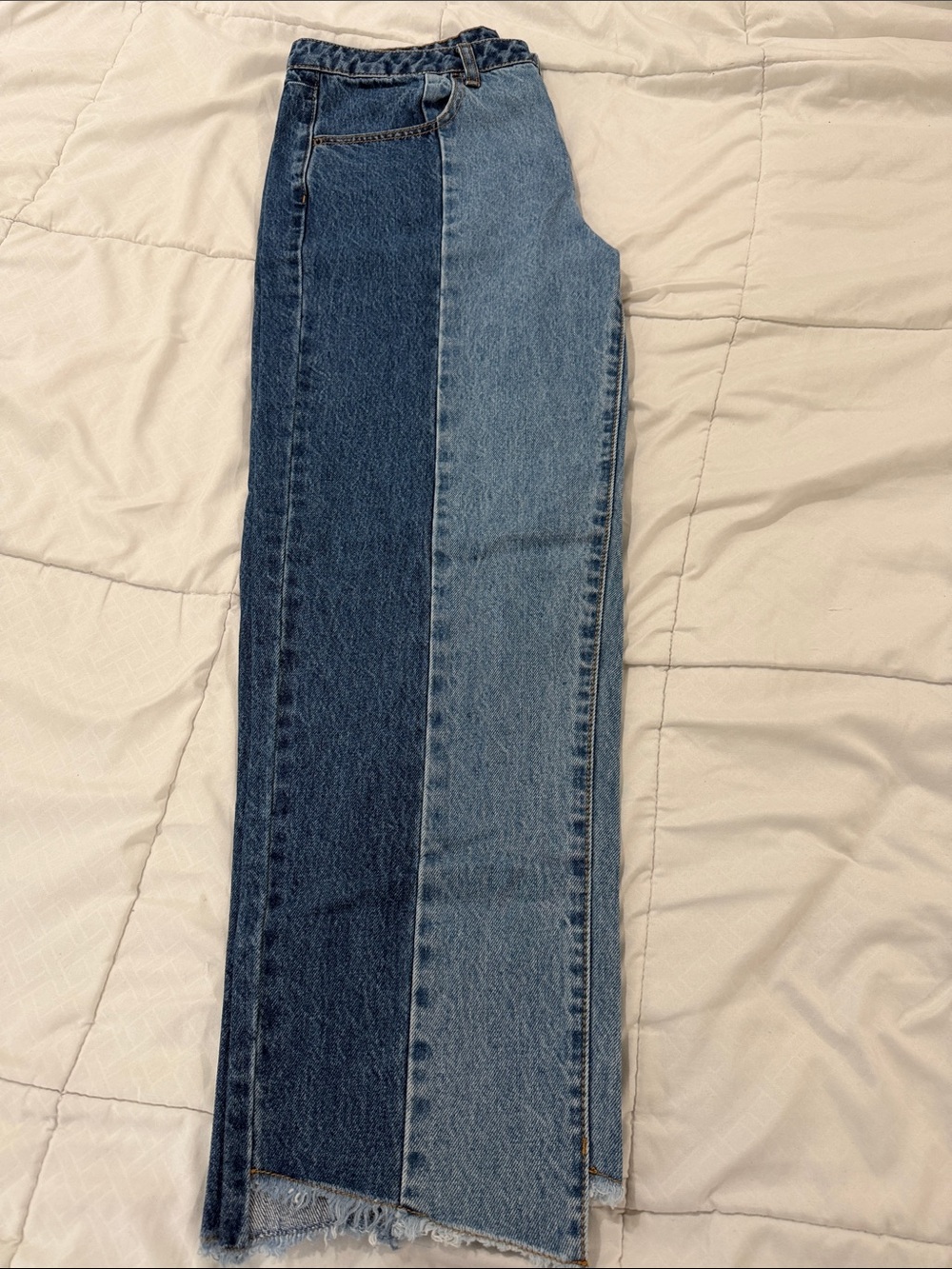 Future Collective wo-Tone Panel High-Waist Denim Skirt - Blue